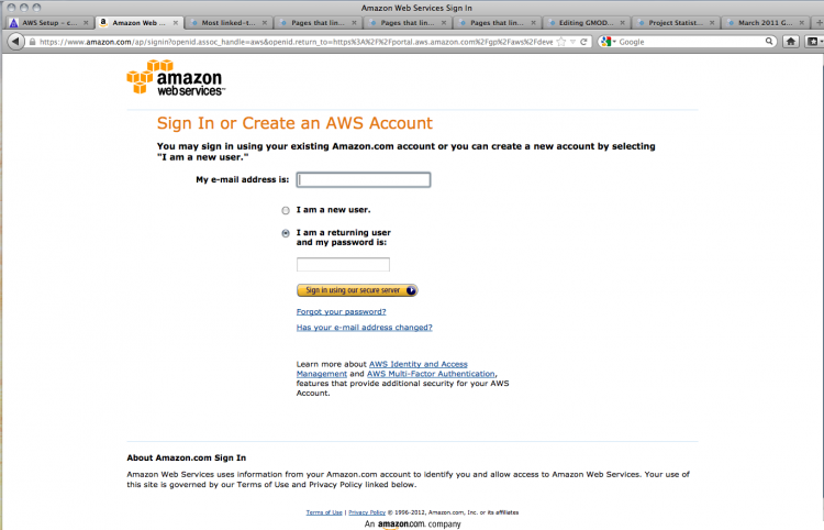 Amazon Web Services login